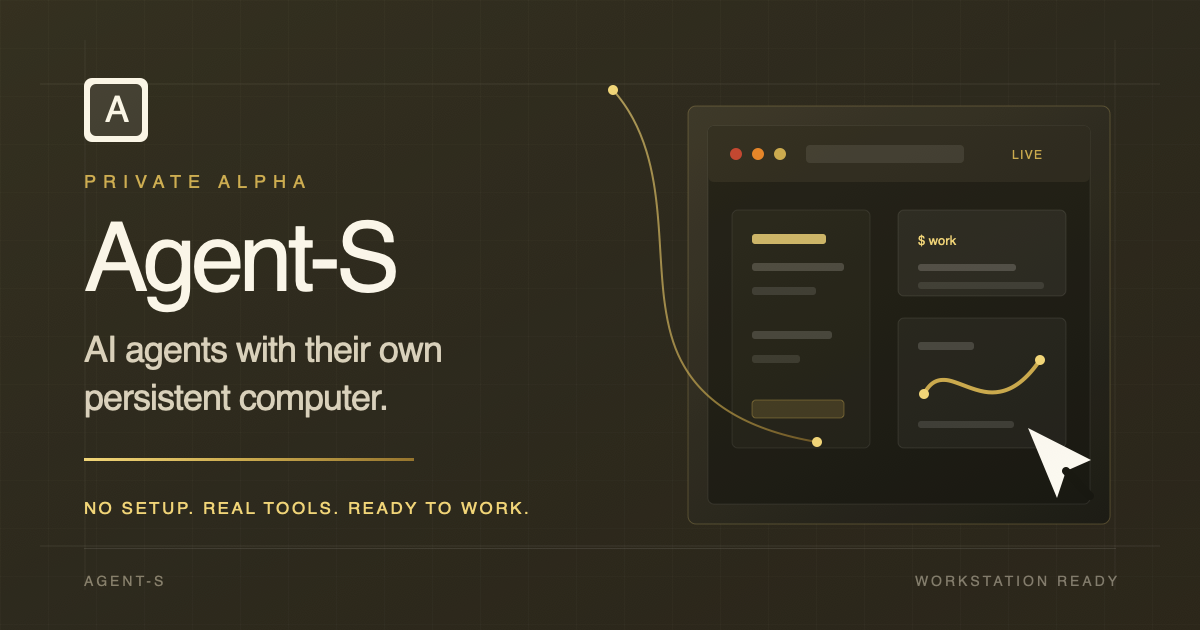 Agent-S product preview showing an AI work console